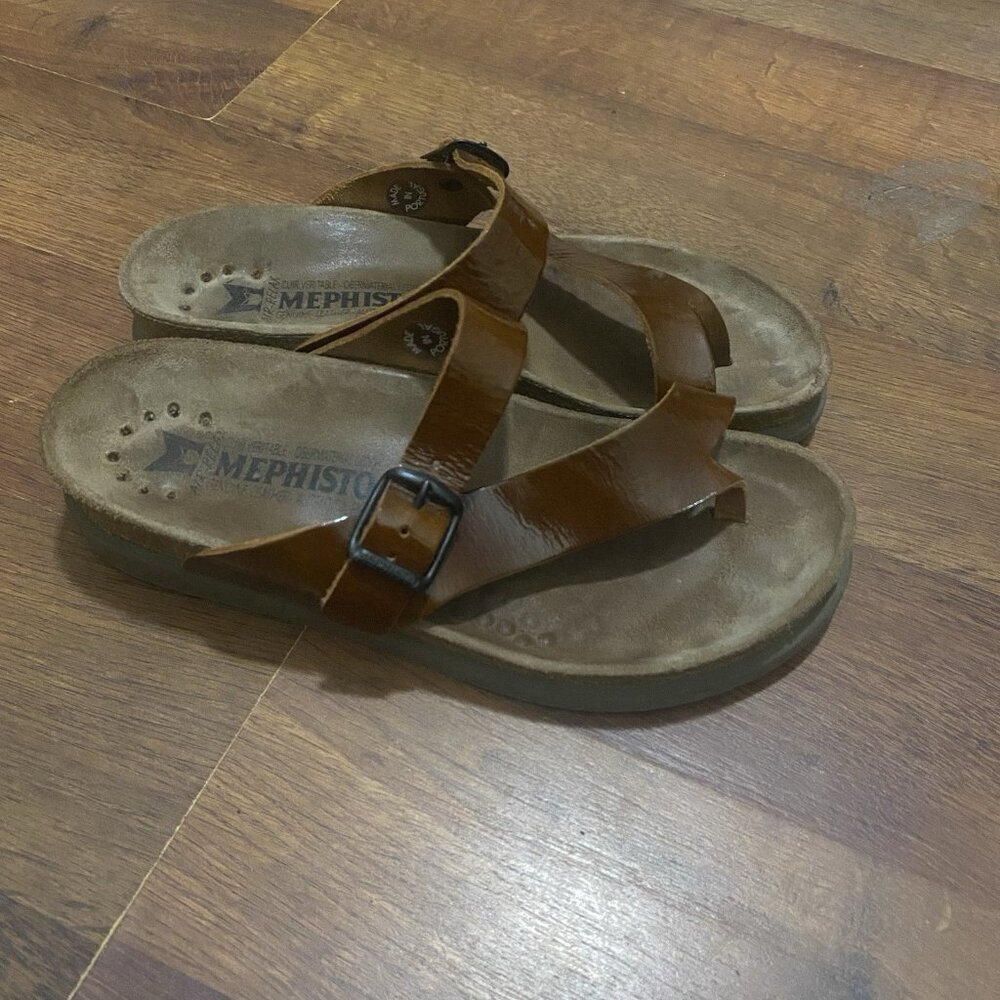 Mephisto Helen Spice Star Sandals Womens Size 36 Brown Leather Thong Slip On - Picture 1 of 6